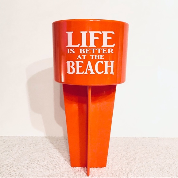 Orange ‘Life is Better at The Beach’ Cup Holder - Picture 1 of 6